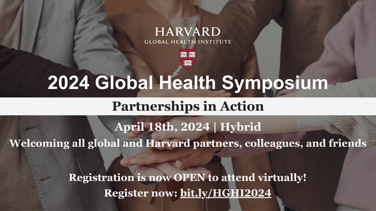 📢Registration to attend HGHI's 2024 Global Health Symposium virtually is now OPEN! The 2024 symposium will convene some of the most thoughtful health experts across Harvard and the globe. Register today: bit.ly/HGHI2024