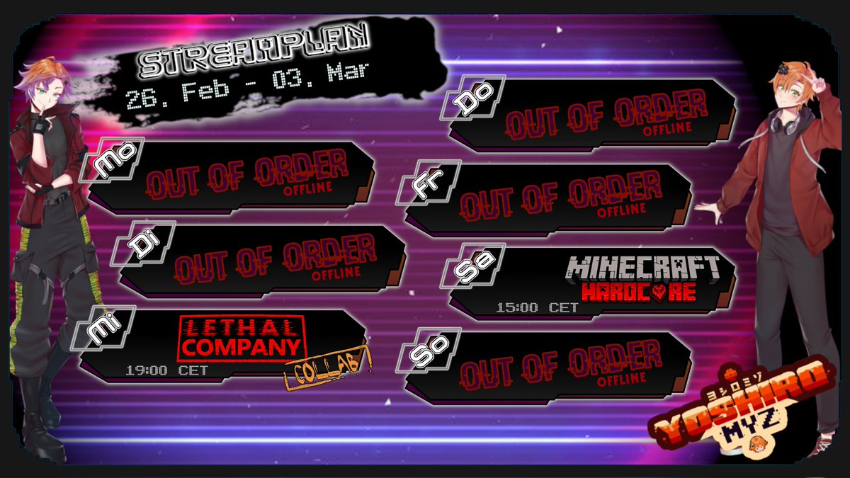 MyzTheGlitch's tweet photo. 👾 STREAMPLANERINO 👾

Diese Woche weiterhin schön chaotisch in Lethal und am Samstag gibt es endlich endlich endlich doch mal Minecraft Hardcore auf Süß! Kommt gerne vorbei~

🍮 SOCIALS: https://t.co/DJb9jZpE1o 🍮

#InterMyzion #GERVTuber #VTuber #VTuberUprising #VTality https://t.co/TZb9RWk6eQ