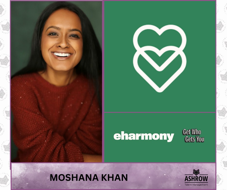 Here's MOSHANA KHAN in the latest eharmony global advert.
#TrueLove #NotForTheSqueamish 💜🌟
youtu.be/pPk10YpVYwQ?fe…
#GetWhoGetsYou #Actor #Talent #ScreenActor #WorkingActor #TalentManagament #ATM #AshrowTM #Ashrow #ProudAgent #Ashrowian