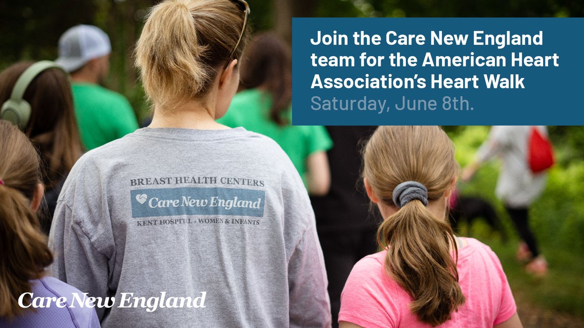 The community that walks together, stays heart-healthy together! Join the Care New England team for the @American_Heart Association Heart Walk – Saturday, June 8th. To register or donate, visit: hubs.ly/Q02jxY4L0