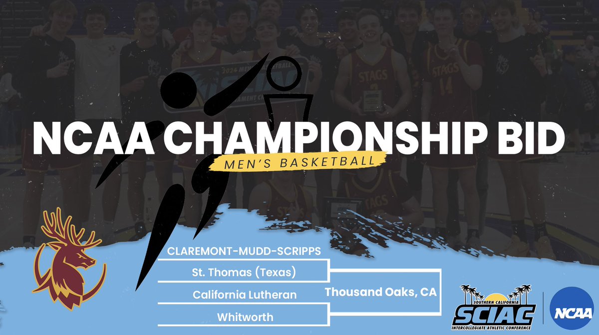 theSCIAC's tweet image. The @cmsathletics @CMS_Stags_BBall are dancing…and staying in Cali! #SoCalSoGood #SCIACtion #d3hoops
