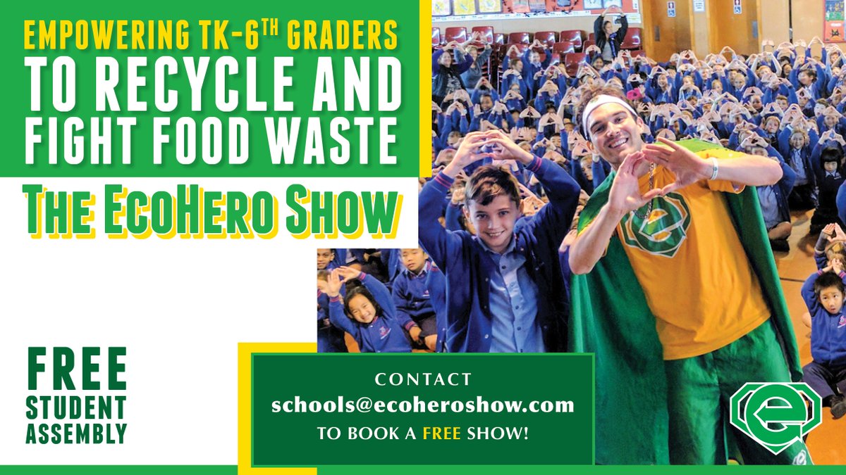 The EcoHero Show is an exciting, free assembly and classroom experience that super-empowers TK-6th graders to recycle and fight food waste. Unincorporated county schools can message schools@ecoheroshow.com to plan a memorable experience.