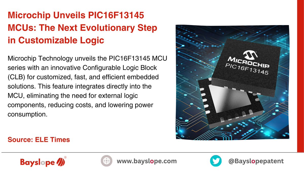 Bayslopepatent's tweet image. Powering the future of embedded solutions!
#MicrochipTechnology #MCU #EmbeddedSolutions #ConfigurableLogicBlock #CLB #Innovation #Efficiency #CostSavings #PowerConsumption #TechEvolution #Microcontrollers #ElectronicComponents