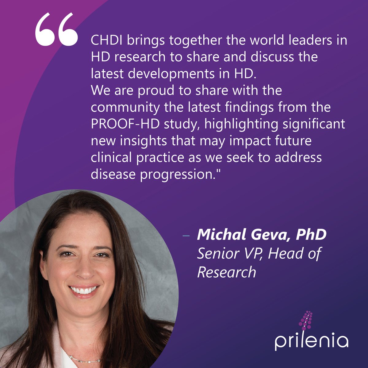 The #CDHI 19th Annual #HuntingtonDisease Therapeutics Conference started today! The #Prilenia team is proud to share the latest #pridopidine findings from the PROOF-HD study - significant new insights that may impact future clinical practice as we seek to address disease