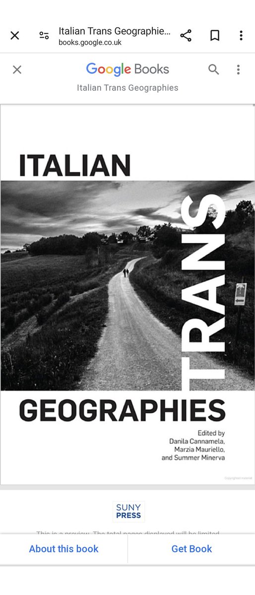 THIS THURSDAY: public research seminar! Online talk, open to all, 29th Feb., 6pm-7pm (GMT). 

The editors discuss their Italian Trans Geographies (SUNY), on trans activism &amp; cultural identity.

Join us: message &amp; we'll send you a link.
 
#TransRightsAreHumanRights #LGBTQIA #Italy