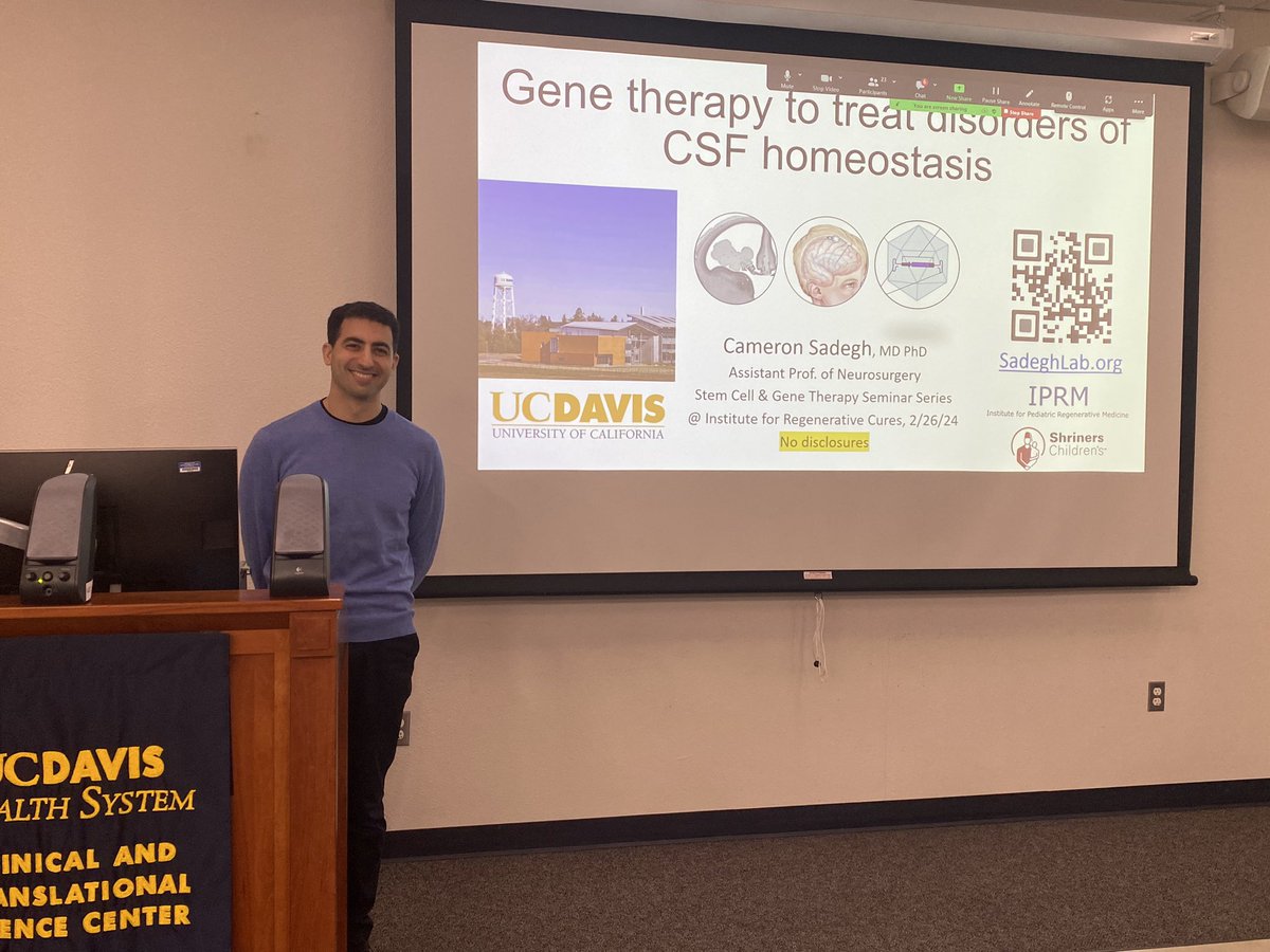 Dr. Jan Nolta (@jan_nolta) on Twitter photo We are so very fortunate to have an exciting lecture from Dr. Cameron Sadegh <a href="/csadegh/">Cameron Sadegh</a> from UC Davis Neurosurgery this morning in our #Stemcell & #genetherapy seminar series. He gave an outstanding talk on the intricacies of #choroidplexus and how to potentially treat We are so very fortunate to have an exciting lecture from Dr. Cameron Sadegh <a href="/csadegh/">Cameron Sadegh</a> from UC Davis Neurosurgery this morning in our #Stemcell & #genetherapy seminar series. He gave an outstanding talk on the intricacies of #choroidplexus and how to potentially treat