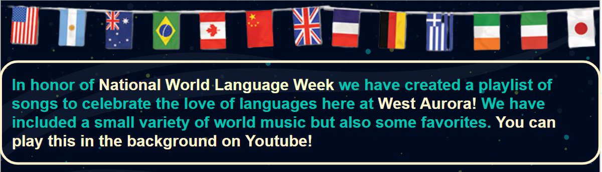 Happy National World Language Week!  We'll be sharing our activities throughout the week as we celebrate "For the Love of Languages!"  Check out this playlist curated by Mr. Del Toro to celebrate! #NWLW2024 docs.google.com/presentation/d…