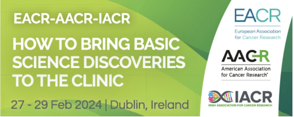 The #EACR-AACR-IACR conference is in Dublin tomorrow! Highlights: ⭐️ Keynote lecture, Kevan Shokat ⭐️New data + presentations by @triparnasen @MyriamChalabi @HaanenJohn ⭐️Lifetime achievement award @ProfJohnCrown @EACRnews @AACR @News_IACR @CancerCentreIre @christine_lovly