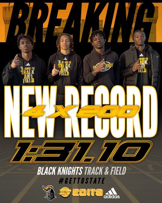 🚨🚨Special congrats to our Knights 4x2 for breaking the school record Still Got a loooooonggggggg way to go, but we will enjoy the process congrats 👑’s. #gettostate @essombe_samuel @AidenWeaver75