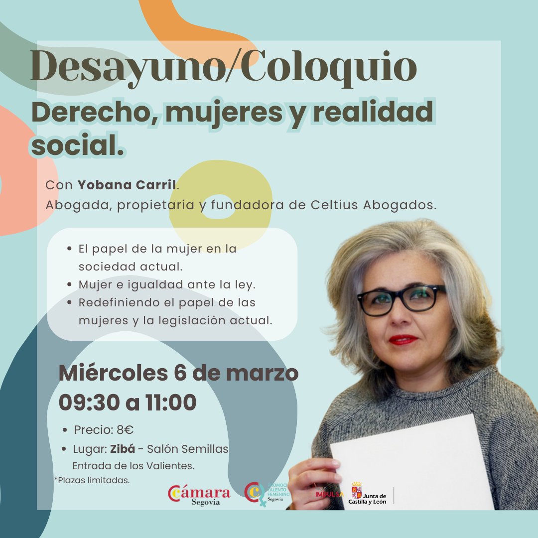 ▶"DERECHO, MUJERES Y REALIDAD SOCIAL"

👉El papel de la mujer en la sociedad actual
👉Mujer e igualdad ante la ley
👉Redefiniendo el papel de las mujeres y la legislación actual

📅6 marzo
⏰09:30 a 11:30
➡️8€
📍Zibá - Salón Semillas

👉tinyurl.com/2yb6ntaw

#TalentoFemenino