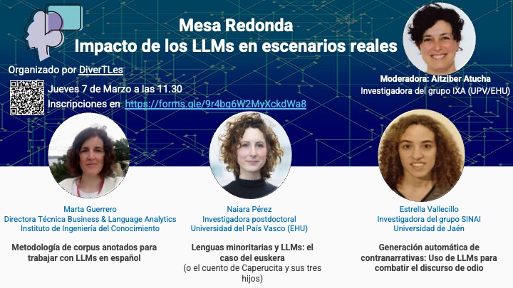 ¿Te interesan los avances en #LLMs y su aplicación en casos reales?
💜Aquí tenéis cartelazo para nuestra próxima mesa redonda
Será una fantástica manera de celebrar el #8M2024
Evento gratuito con inscripción➡️forms.gle/9r4bg6W2MyXckd…
🗓️7-marzo
⏱️11.30
MujeresEnPLN #WomenInNLP
👇