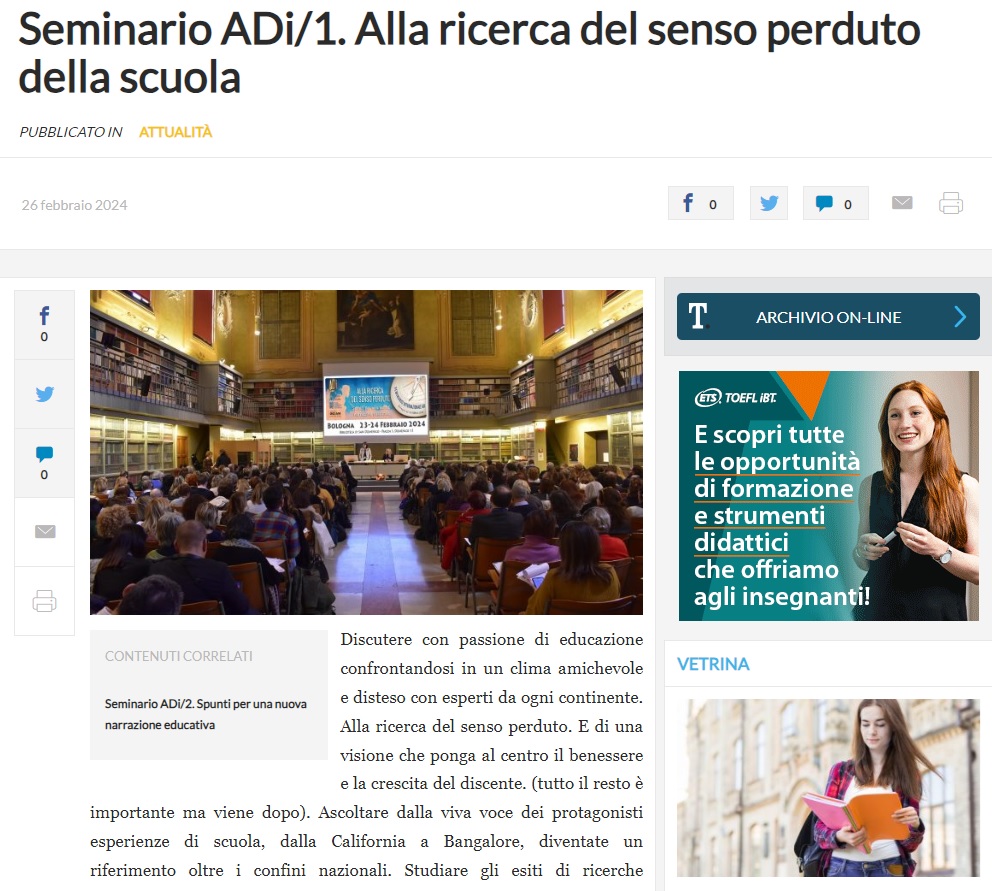Marco Campaner (@markocampaner) on Twitter photo Alla ricerca del senso perduto. E di una visione che ponga al centro il benessere e la crescita del discente.
<a href="/ADiScuola/">ADi Scuola</a>
Un bellissimo articolo per un momento di confronto sulla didattica e sull'istruzione, non solo italiana, ma di respiro internazionale
<a href="/Tuttoscuola/">Tuttoscuola</a> Alla ricerca del senso perduto. E di una visione che ponga al centro il benessere e la crescita del discente.
<a href="/ADiScuola/">ADi Scuola</a>
Un bellissimo articolo per un momento di confronto sulla didattica e sull'istruzione, non solo italiana, ma di respiro internazionale
<a href="/Tuttoscuola/">Tuttoscuola</a>