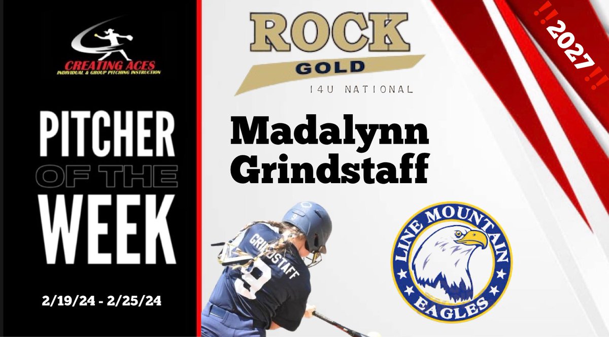 CreatingAces's tweet photo. A tough week with so much talent, but this young lady showed up and deserves every part of this accolade! Line Mountain 2027 grad/ROCK Gold 14U National, @MadyGrindstaff8! Mady showed huge improvement from her last session to this one! Excellent work, Mady! https://t.co/8FfIlzHKh8