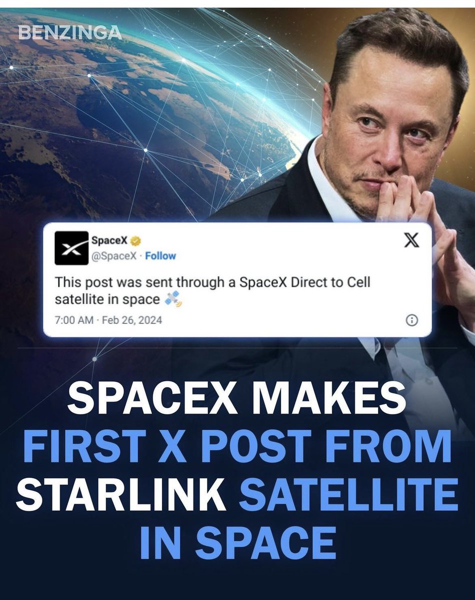 AlinaStJoh34202's tweet photo. 🔵Starlink Breakthrough: SpaceX's First X Post Beamed Directly from Space! https://t.co/IV7aD9omYL