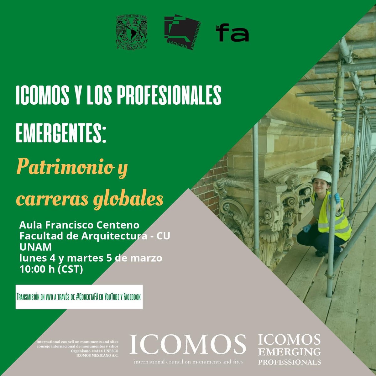 ICOMOS  y los Profesionales emergentes: Patrimonio y carreras globales 

📆4 y 5 de marzo
🕑10:00hrs
📍Aula Francisco Centeno 
📹Transmisión por #ConectaFA