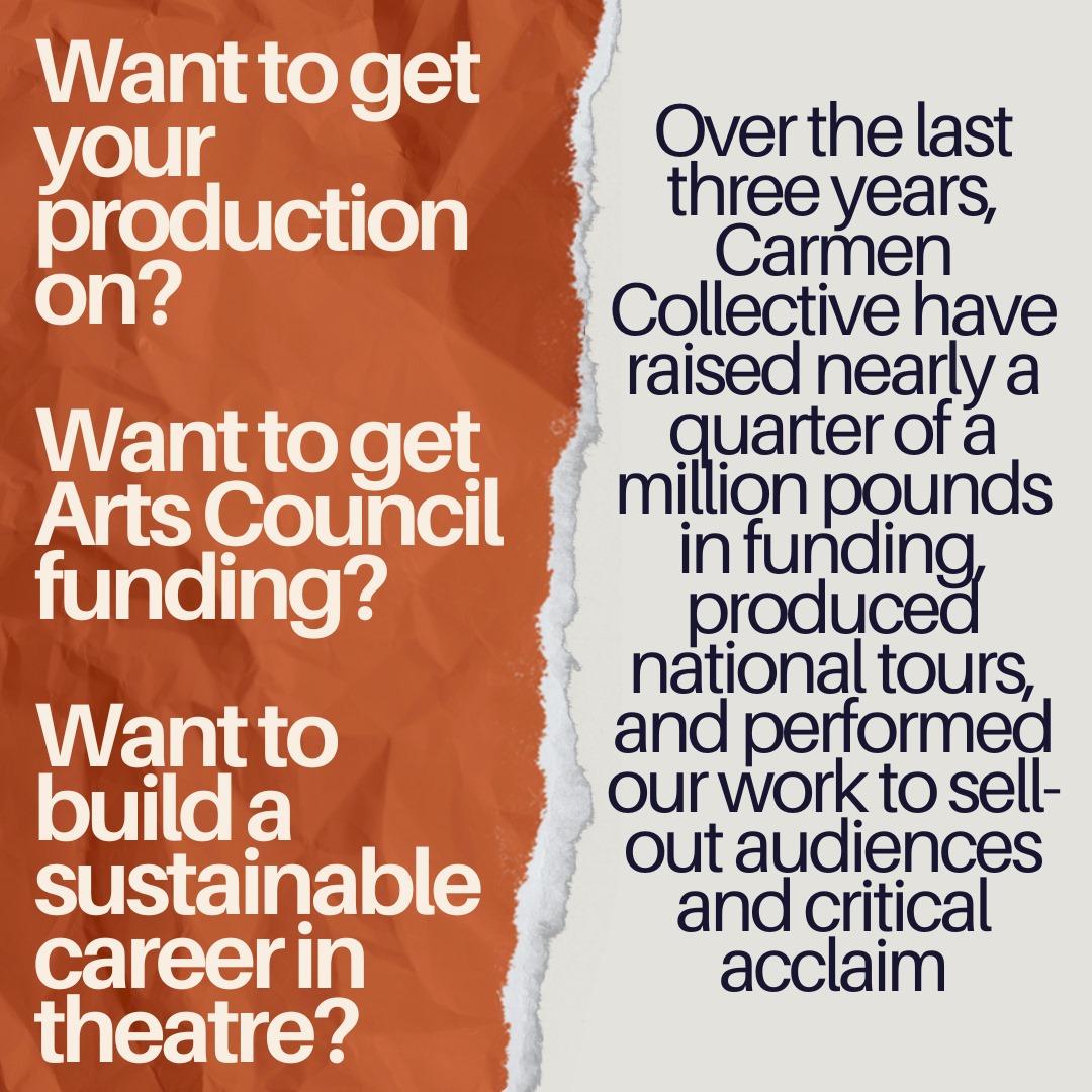 CarmenCollecti's tweet photo. We are 🎉VERY EXCITED🎉 to announce our new workshop: 

‘Theatre: Making It and Doing It’

This workshop is absolutely ideal for emerging theatre artists of any discipline who want to turn a creative idea into a viable production, get funding and build a sustainable career https://t.co/sbqEDt7aN0