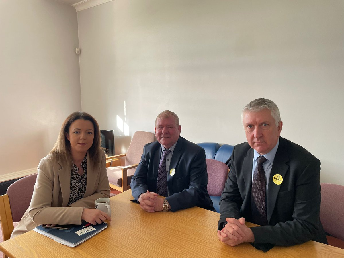 Met with <a href="/compharmacyni/">CPNI</a> Chief Exec Gerard Greene &amp; pharmacist Paul Cooper today. Community pharmacy is in crisis &amp; needs urgent support to stabilise the service. Chronic underfunding impacting patients &amp; staff - proper solutions must be found soon to protect this vital service.