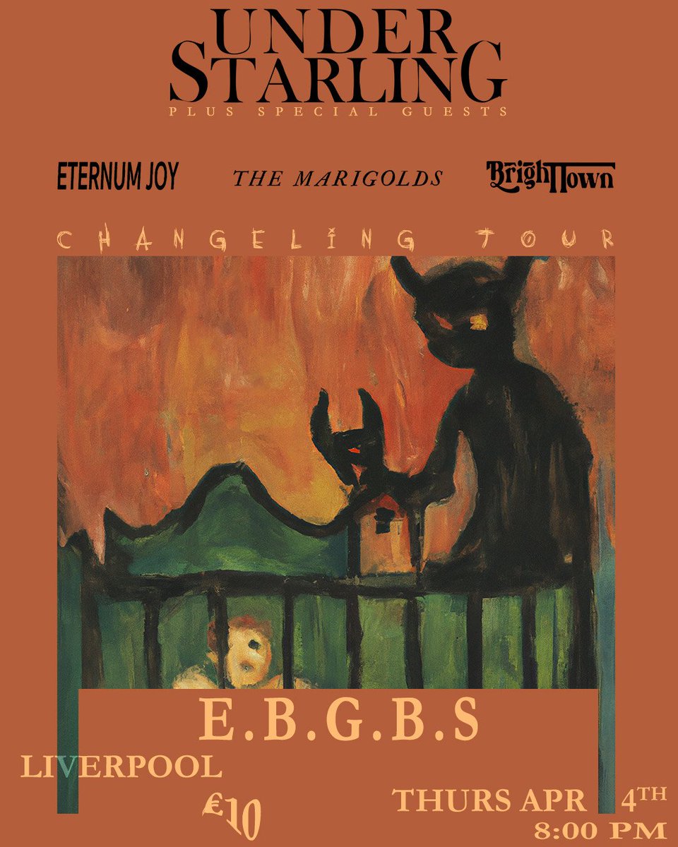 we're supporting @UnderStarling alongside @EternumJoy and The Marigolds at EBGBS. gonna be straight fucking gas 😮‍💨 tickets in the bio