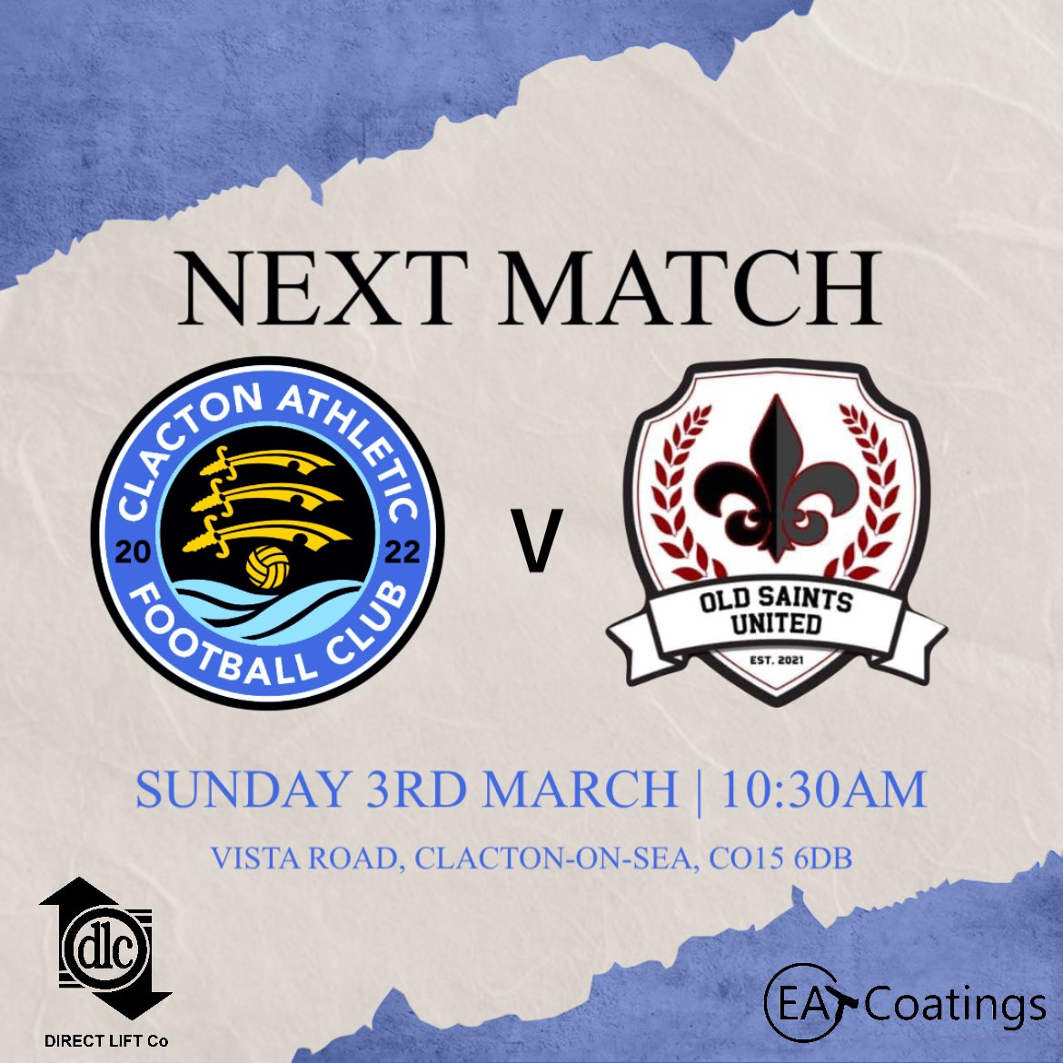 We play our last game of the season this Sunday as we host @old_saints at vista road🔵⚪️

#UpTheAth