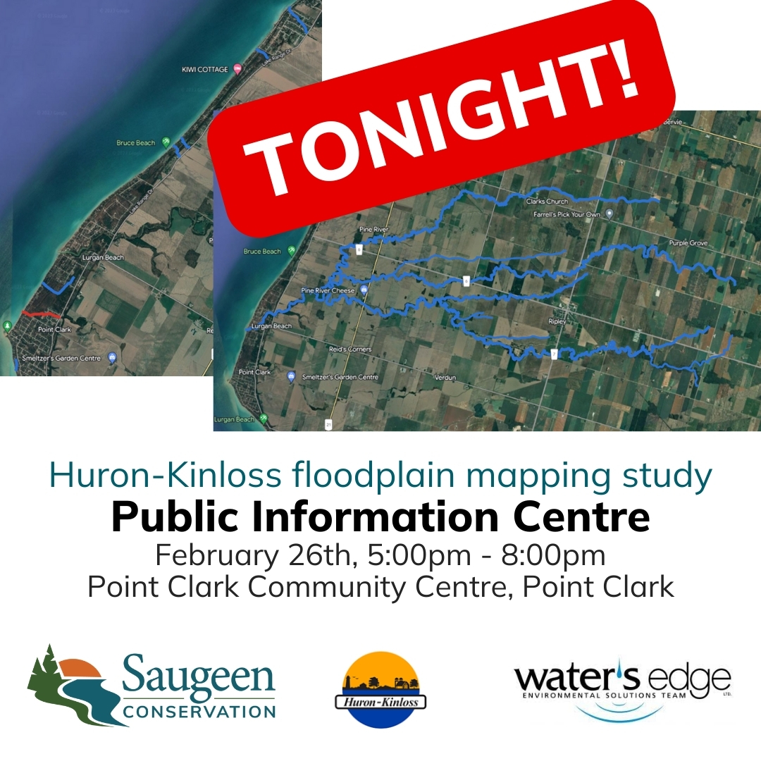 Floodplain Mapping Study in the Huron-Kinloss – we have draft results to share! 📢 Public Information Centre 📅 Date: February 26th, 2024 🕡 Time: 5:00pm - 8:00pm 📍 Location: Point Clark Community Centre, 344 Lake Range Drive, Point Clark, Ontario N0G 2R0