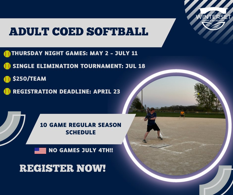 It's finally warming up outside which means softball season is just around the corner! ☀️ Sign up for our Coed Softball League starting in May! tinyurl.com/2kzmhft4
