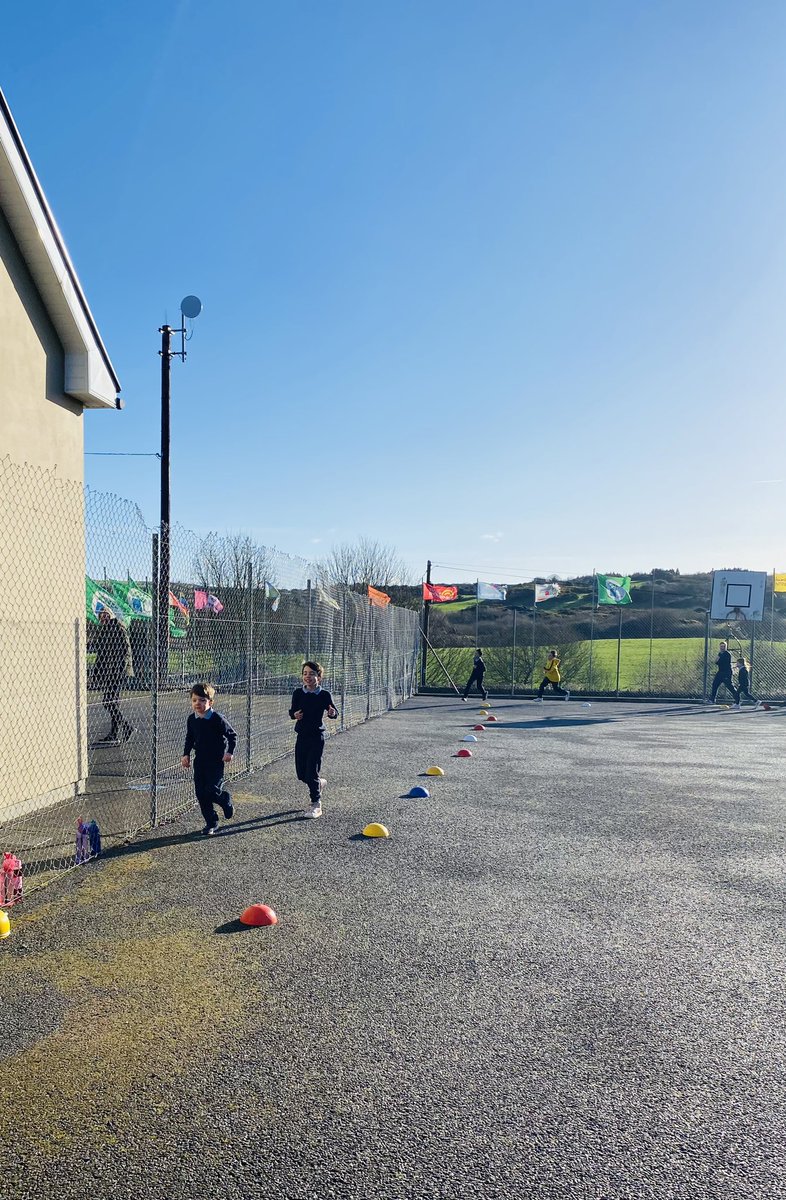 It was perfect blue skies this morning as we began  our #runaroundeurope challenge. We hope to reach as many capitals of Europe as we can in the next four weeks. Today we ran 230 laps. <a href="/ActiveFlag/">Active School Flag</a> <a href="/HealthyIreland/">HealthyIreland</a> <a href="/Education_Ire/">Department of Education and Youth</a>
