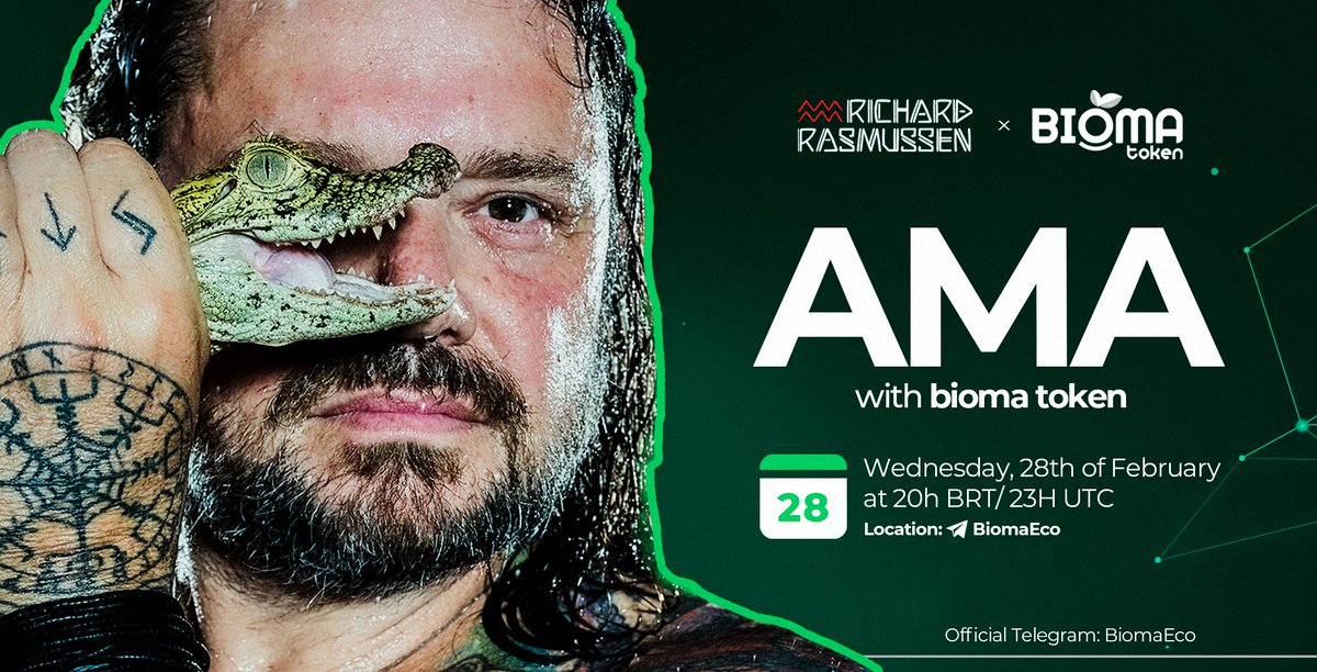 Bioma_eco's tweet photo. ๐๏ธAMA Announcement With #biomatoken
๐AMA: Feb 28, 20h BRT, 23h UTC.
๐https://t.co/ilGVYT3ubA
AMA with Richard Rasmussen focuses on sustainability and environmental activism, leveraging his expertise in biology and activism in Brazil.
#biomatoken #richardrasmussen https://t.co/YemGRdi50J