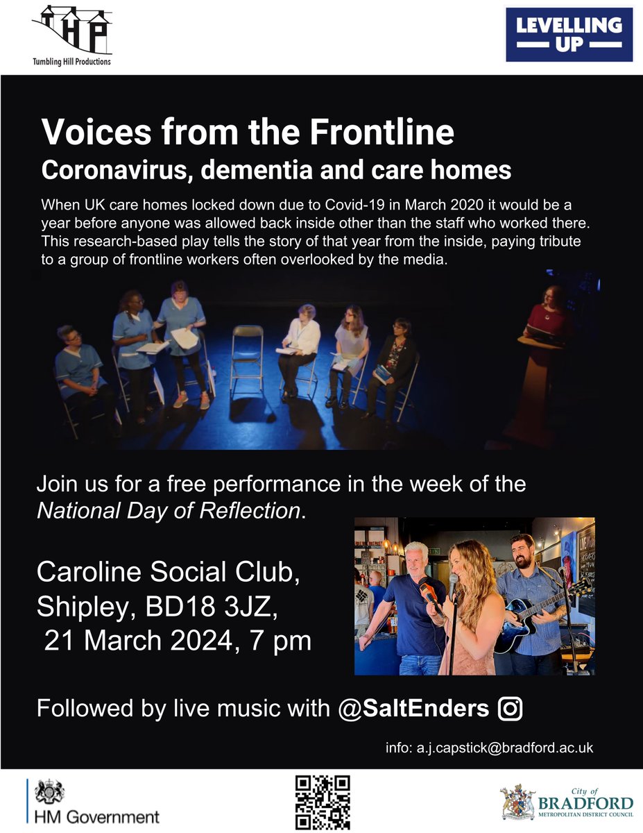 Ever thought of using theatre to present healthcare research findings? Join our free performance telling the story of a forgotten group of frontline workers. <a href="/Carolineclub/">Caroline Social Club</a> 21 March. Live music with <a href="/SaltEnders/">SaltEnders</a> eventbrite.co.uk/e/voices-from-… 
<a href="/Clareycoco/">Clare Mason 🐥</a> <a href="/KathrynLof97134/">Kathryn Loftus</a> <a href="/AndreaCapstick/">Andrea Capstick</a>