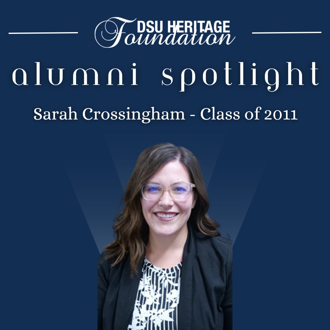 DSUHeritage's tweet photo. This week’s Alumni Spotlight is Sarah Crossingham ‘11, who works as an education professor at DSU. Sarah has just won the “Best College Professor” award from the Dickinson Press. Her second time being recognized for this honor in two years. 🦅💙

#ForeverABlueHawk https://t.co/ibs9SRKIbZ