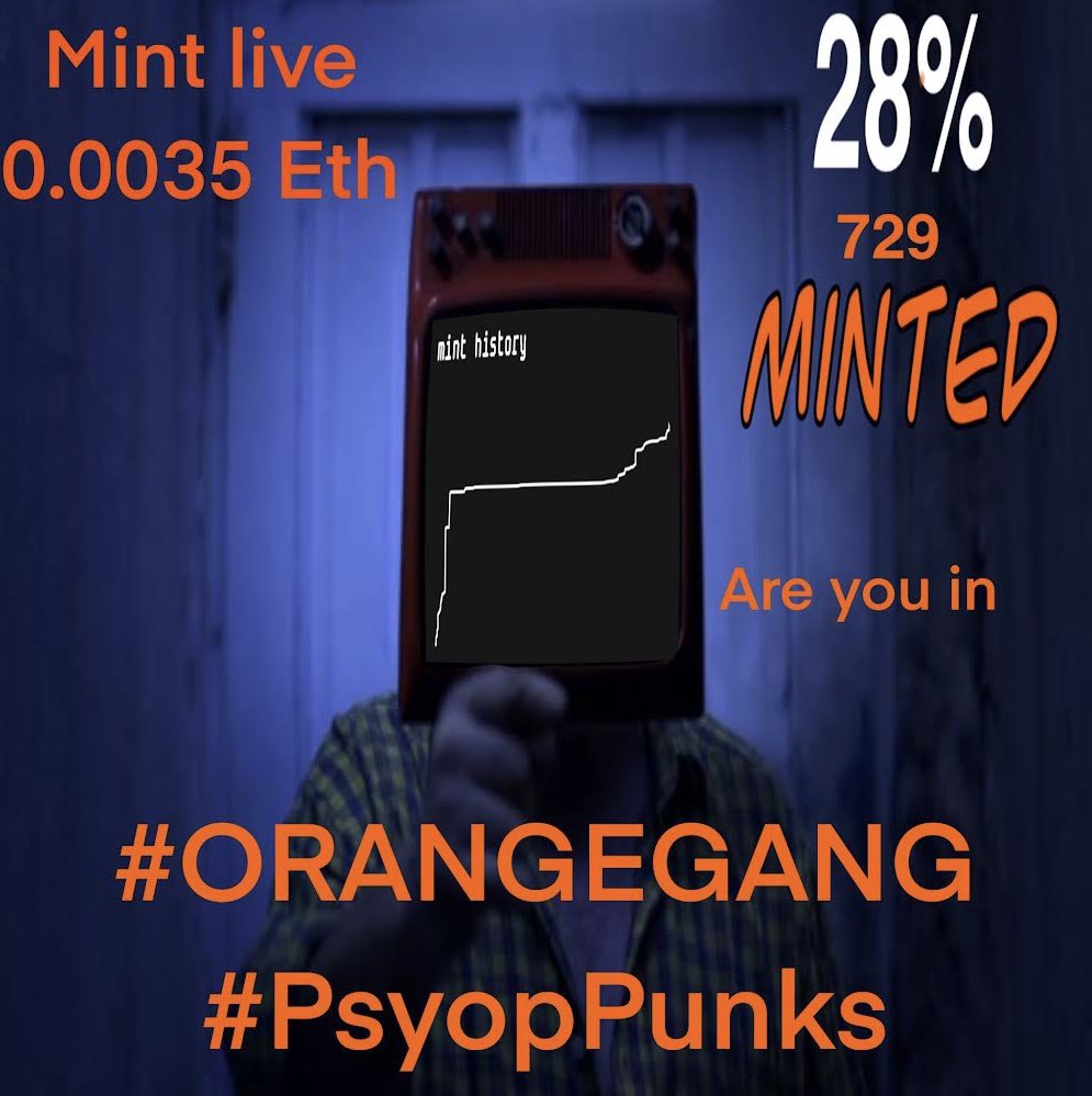 Moving up. #PsyopPunks
 1K #Mints incoming.
Join the🟧 #Punks below.
Token allocation snapshot
📸 at 1k.

🟧 mint.fun/ethereum/0x479…

🟧 opensea.io/collection/psy…

#Nft #Punks #ORANGEGANG