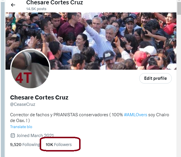 CeaseCruz's tweet photo. Gracias familia #PROAMLO
esta cuenta nace solo para no dejar solo a #AMLOElMejorPresidenteDelMundo en su travesía presidencial, vayamos todos juntos por la consolidación de la cuarta transformación, apliquemos el 2 de Junio el #PlanC 💪👊🙏 https://t.co/xD8HnHHMU7
