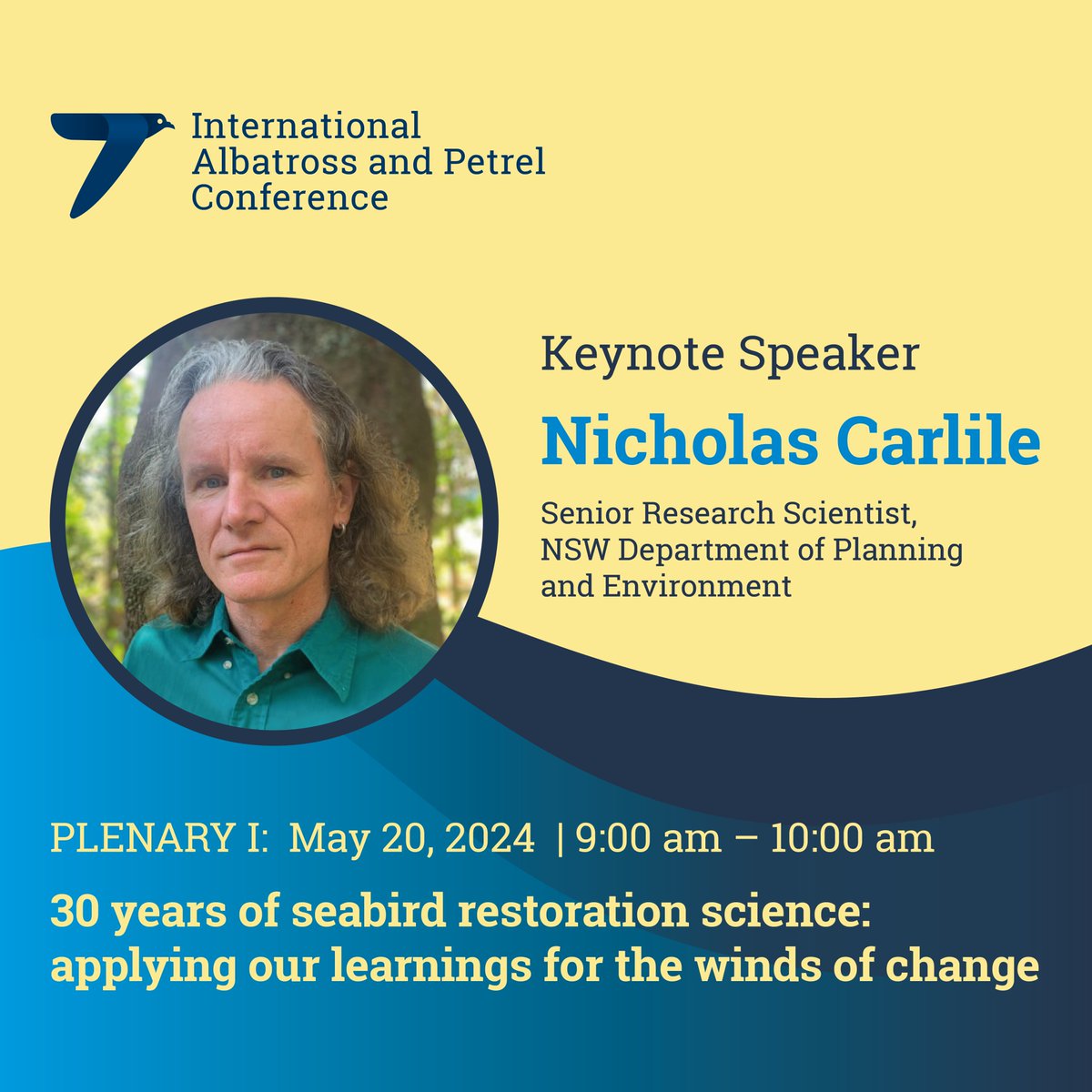 Get ready for an incredible experience at IAPC7! We're delighted to have Senior Research Scientist Nicholas Carlile, an award-winning expert with over 30 years of experience in seabird restoration science. #Albatross #Petrels #Shearwater #IAPC7 #conference #procellariiformes