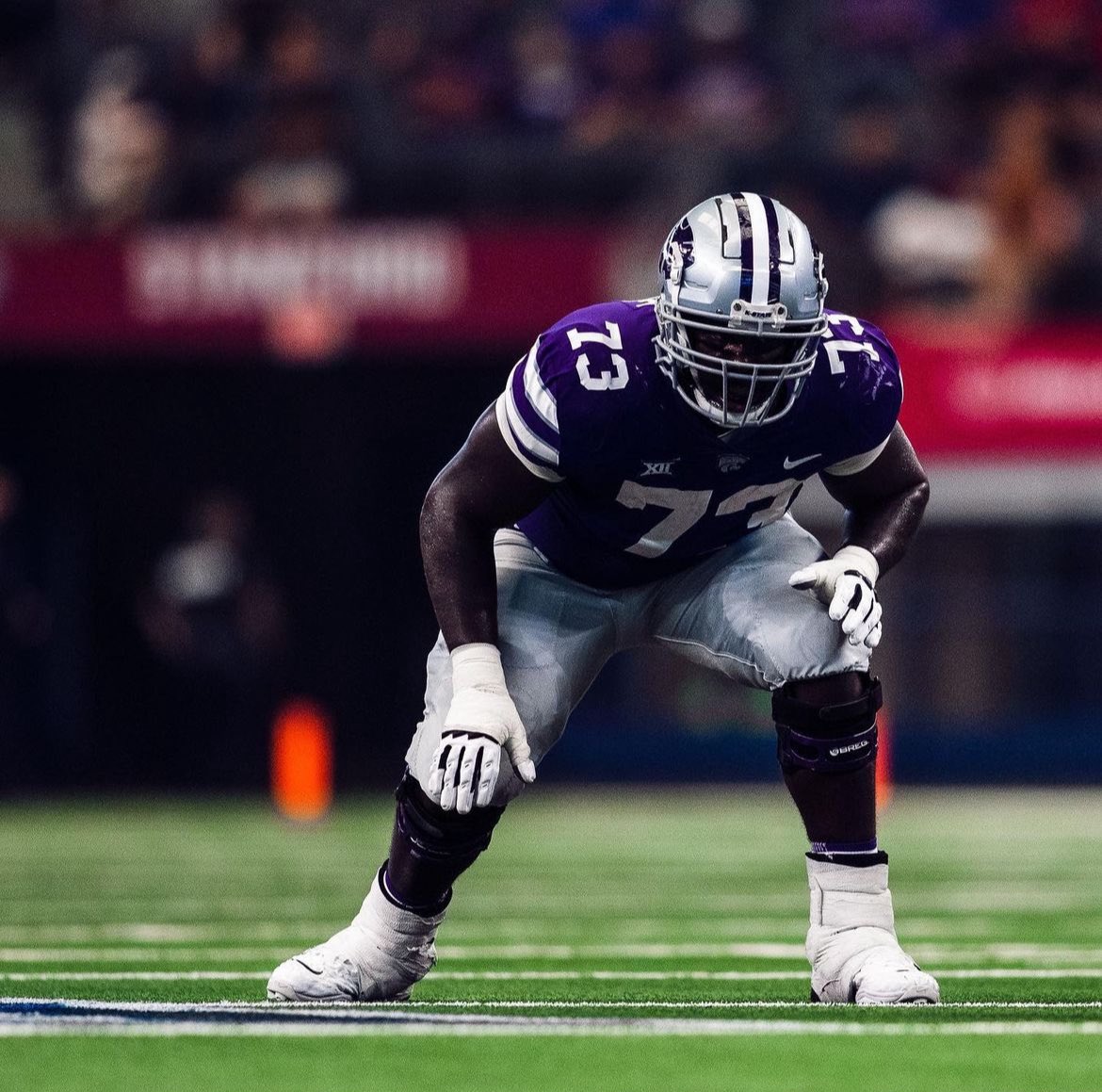 MRittCGS's tweet photo. Game experience is a plus when it comes into an offensive line evaluation 

@Duffiechristian has played in 49 career games with 41 career starts under his belt for @KStateFB 

Along with the game experience, he came to the 2024 @CGSAllStar and demonstrated good footwork and balance while also have key measurables:

✅ Hands ➡️ 10 1/8

✅ Arm ➡️ 34

✅ Wingspan ➡️ 80 7/8

#CGS2024