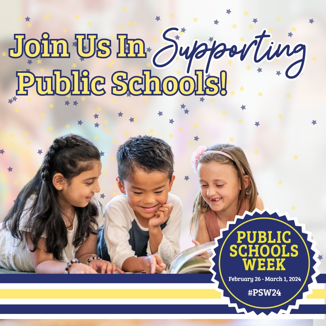 🎓 Celebrate the heart of our communities – our public schools! Join us in recognizing Public Schools Week, Feb. 26 - March 1, 2024. Let's showcase the amazing work happening in our schools! ❤️📚 #PSW24 #PublicSchoolProud bit.ly/3TdqboT