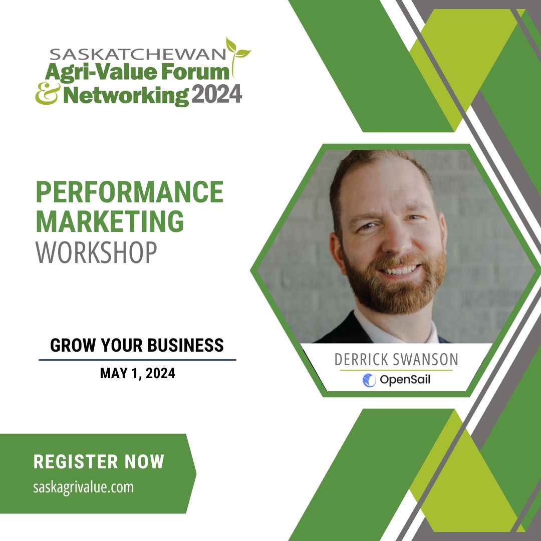 Does your value-added business need to up their marketing game? Register for the Performance Marketing Workshop at the 2024 Agri-Value Forum. Topics include lead generation, budget management and influencer marketing 101. saskagrivalue.com #SKAgriValue2024 #Saskag