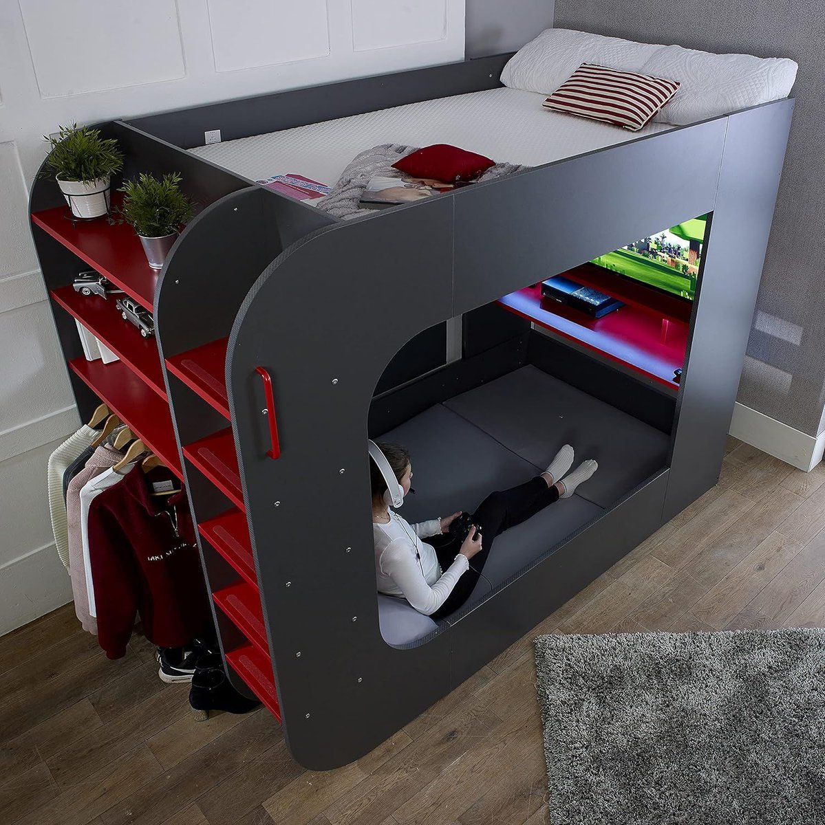 man_cave_stuff's tweet photo. PodBed High Sleeper Gaming Bed with Sofa Bed, Built-In Desk &amp; Open Wardrobe
Ad - See Amazon link >> https://t.co/TxbnsAlUN7 

#gaming #bedroom #furniture https://t.co/Wnnstxv8t7