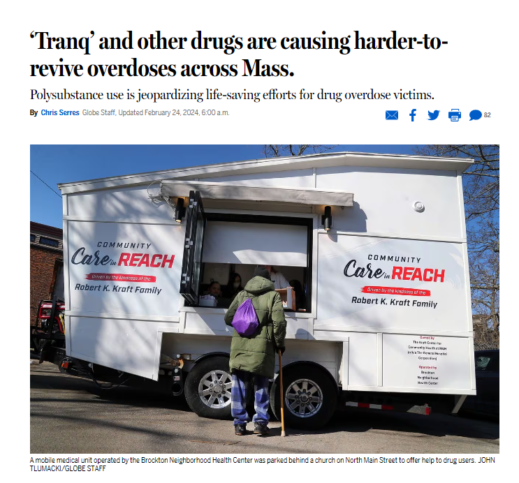 Check out our Community Care in Reach mobile unit in a Boston Globe article about the xylazine epidemic. bostonglobe.com/2024/02/24/met…