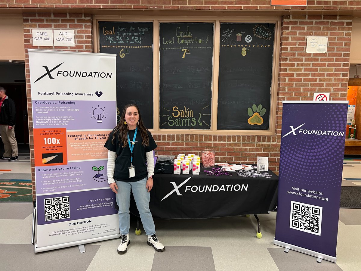 XFoundation12's tweet image. S/o to D11 and Sabin Middle School for the opportunity to participate in last week’s District Attorney fentanyl awareness panel, where our newest XFoundation members handed out over 100 boxes of #NARCAN and represented our mission to end #fentanylpoisoning flawlessly 💜✖️🦾