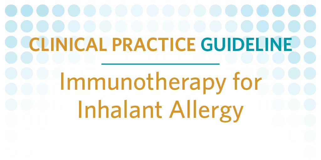 A new Clinical Practice Guideline (CPG) on Immunotherapy for Inhalant Allergy published in Otolaryngology–Head and Neck Surgery, today, February 26. For the CPG with other supplemental materials, visit entnet.org/AITCPG #Inhalant #Allergies #Allergens #Immunotherapy
