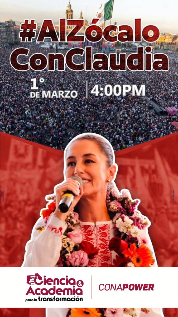 Valeria79360345's tweet photo. *#AlZócaloConClaudia*
*#Conapower*
*#CienciayTecnologíaParaLaTransformación* https://t.co/k9Sm6ZdZOX