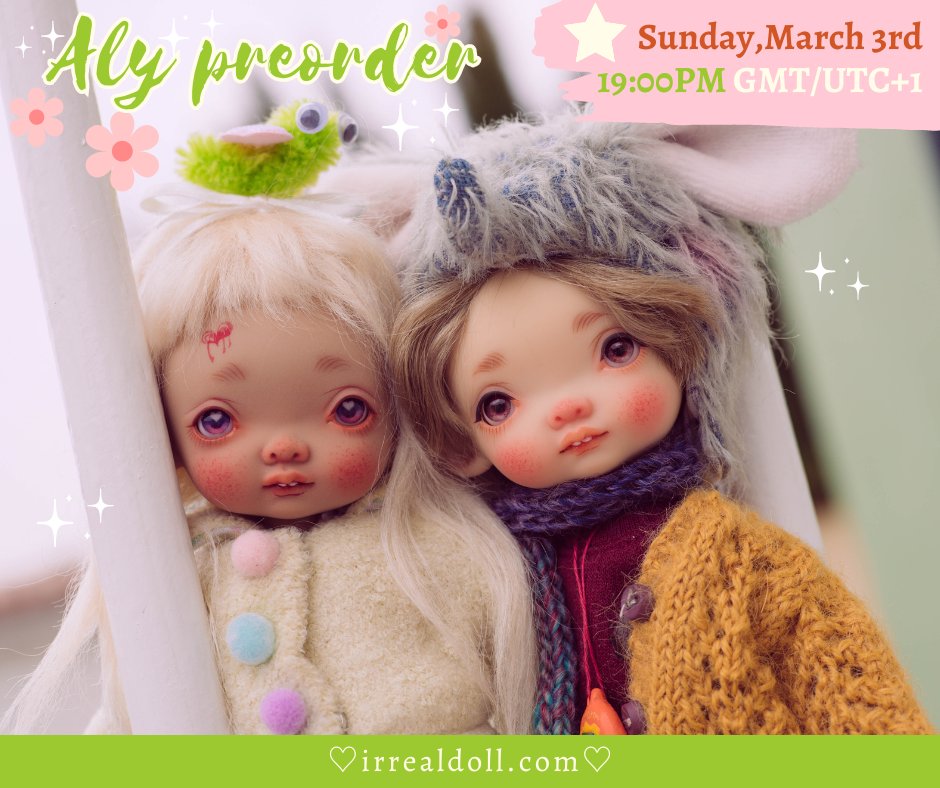 Many of you have been asking, we've asked you as well. It's happening, it's not an illusion, now's your chance!

Aly pre-order opens on March 3rd!

More info: irrealdoll.com/2024/02/26/a-n…

#irrealdoll #irrealdollaly #bjd #resindoll #poupées #球体関節人形 #ドール #бжд #зчленованалялька
