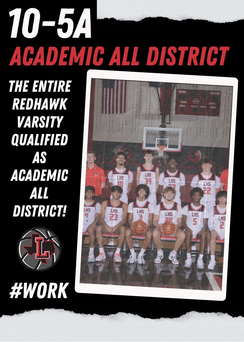 Congratulations to the ENTIRE Redhawk Varsity Team for achieving Academic All-District Honors!

A true testament to the work these young men put in on AND off the floor!

#Work
#DoYourJob