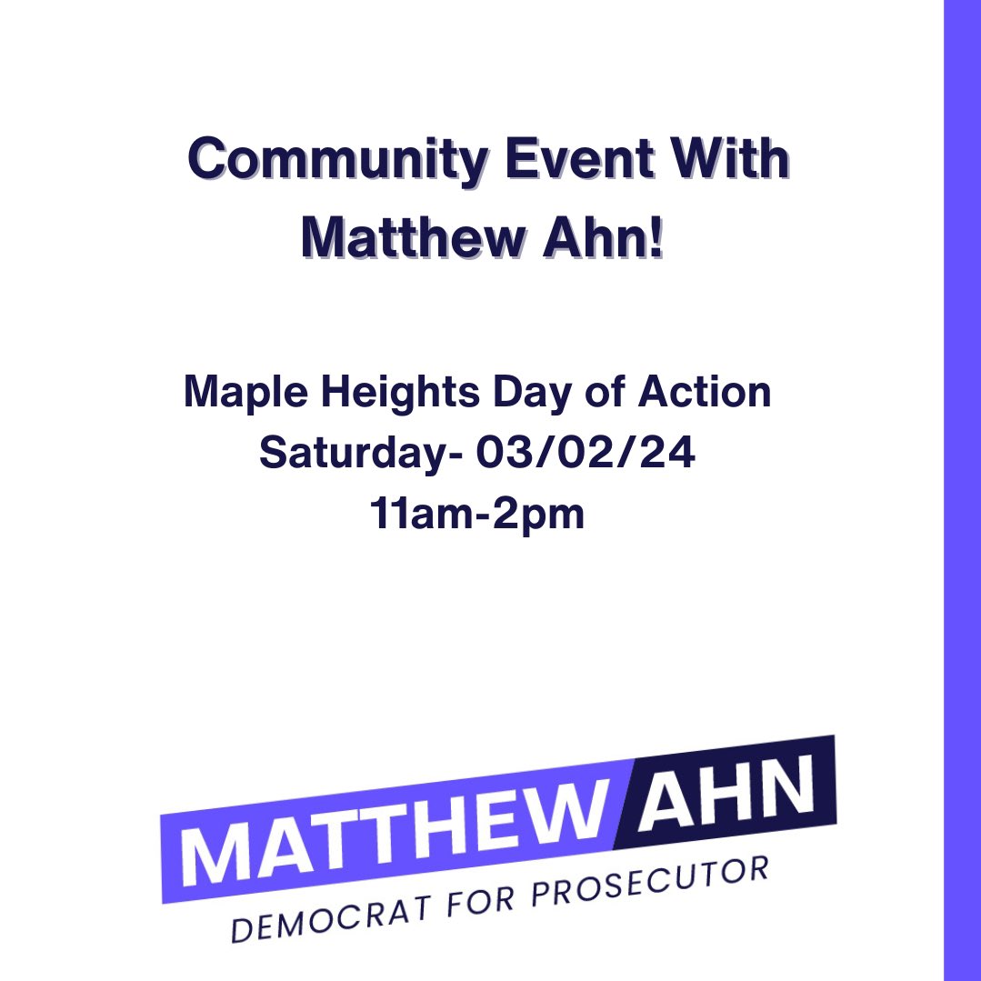 ahnbrand's tweet image. Join us this weekend on March 2nd for a Day of Action in Maple Heights! We&apos;ll be joined by local leaders and volunteers as we work to canvass and register voters for the upcoming March 19th primary. Check the link in our bio to RSVP! 

 #DayOfAction #GetOutTheVote #mapleheights