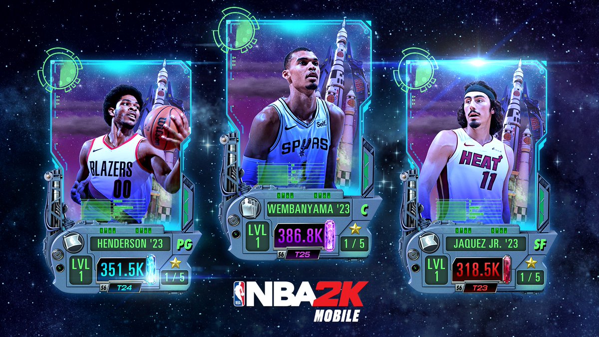 Rookies are here 🚨 23 new players in the game! 🔹 Chance to pull these on draft boards for next 2 weeks: Scoot, Jaquez, Hawkins, Lively, Whitmore, Murray & all 3 Cosmic Jaspers 🔹 Theme gives style bonus in next 2 mini and main events (in addition to All-Decade 80s)