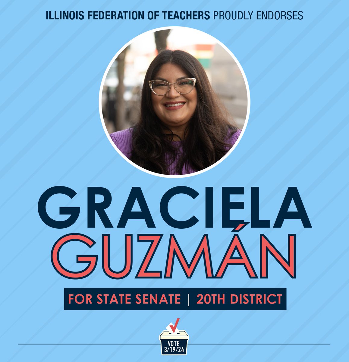iftaft's tweet photo. We are proud to endorse Graciela Guzmán for District 20! She is a proven advocate for working people, public education, and stronger communities. 

Find our endorsed candidates and other useful voter information at https://t.co/o1JOWxdRcx.

#IFTvotes https://t.co/OYaeUMpPbi
