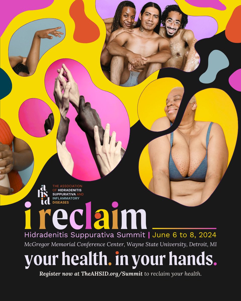 I don't know if you've heard, but registration for our 5th annual summit is now open! 

The 2024 I RECLAIM__ #hidradenitissuppurativa summit will be held in person in Detroit, Michigan, and hosted online this year. 

We hope to see you there!

brushfire.com/theahsid/irecl…