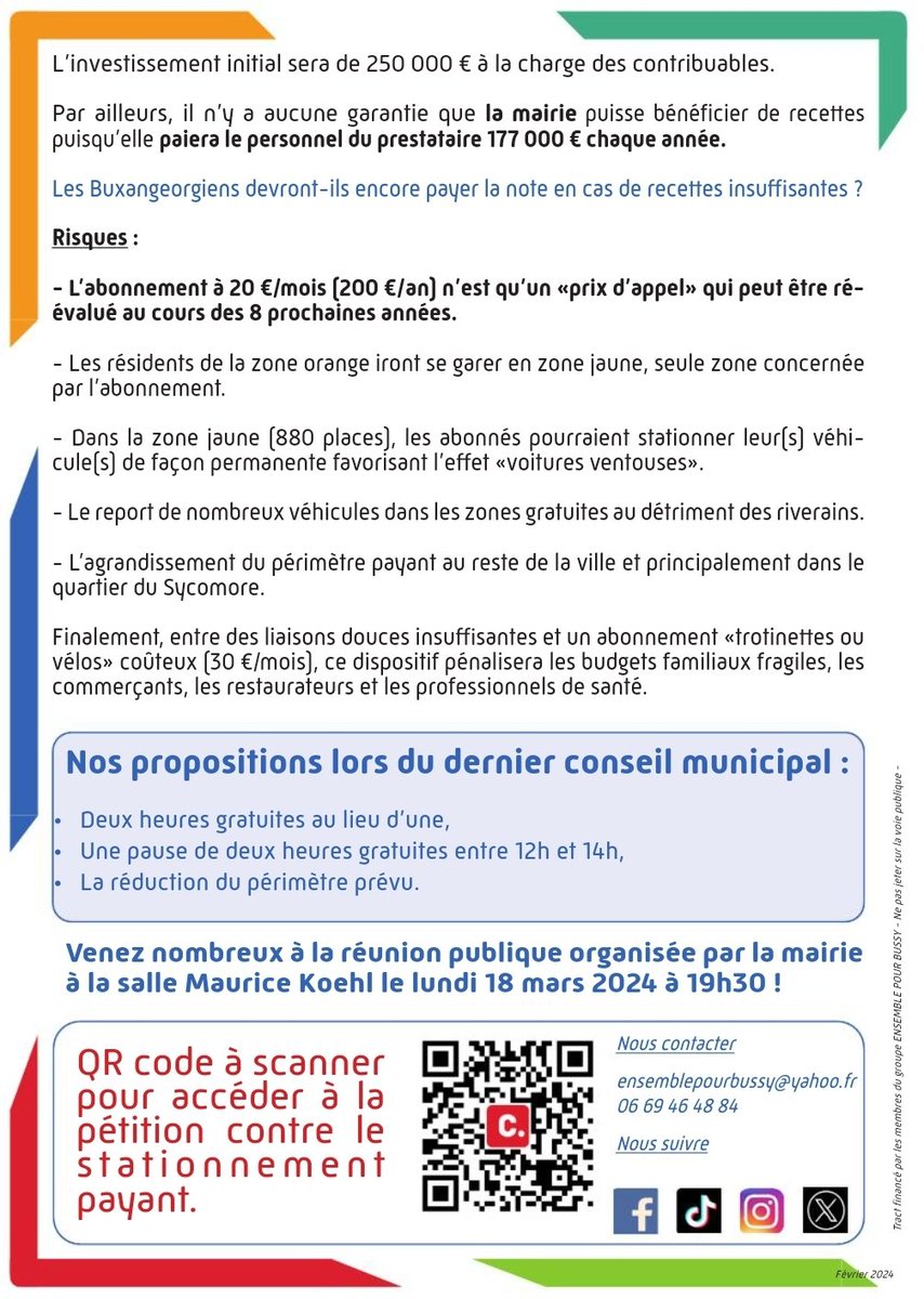 Mobilisé contre le #stationnement #payant à #bussysaintgeorges 
N'hésitez pas à signer et partager la #pétition contre le stationnement payant à #bussy 
change.org/p/s-opposer-au…
Voilà une nouvelle #taxe instaurée par #yanndubosc et sa majorité municipale
