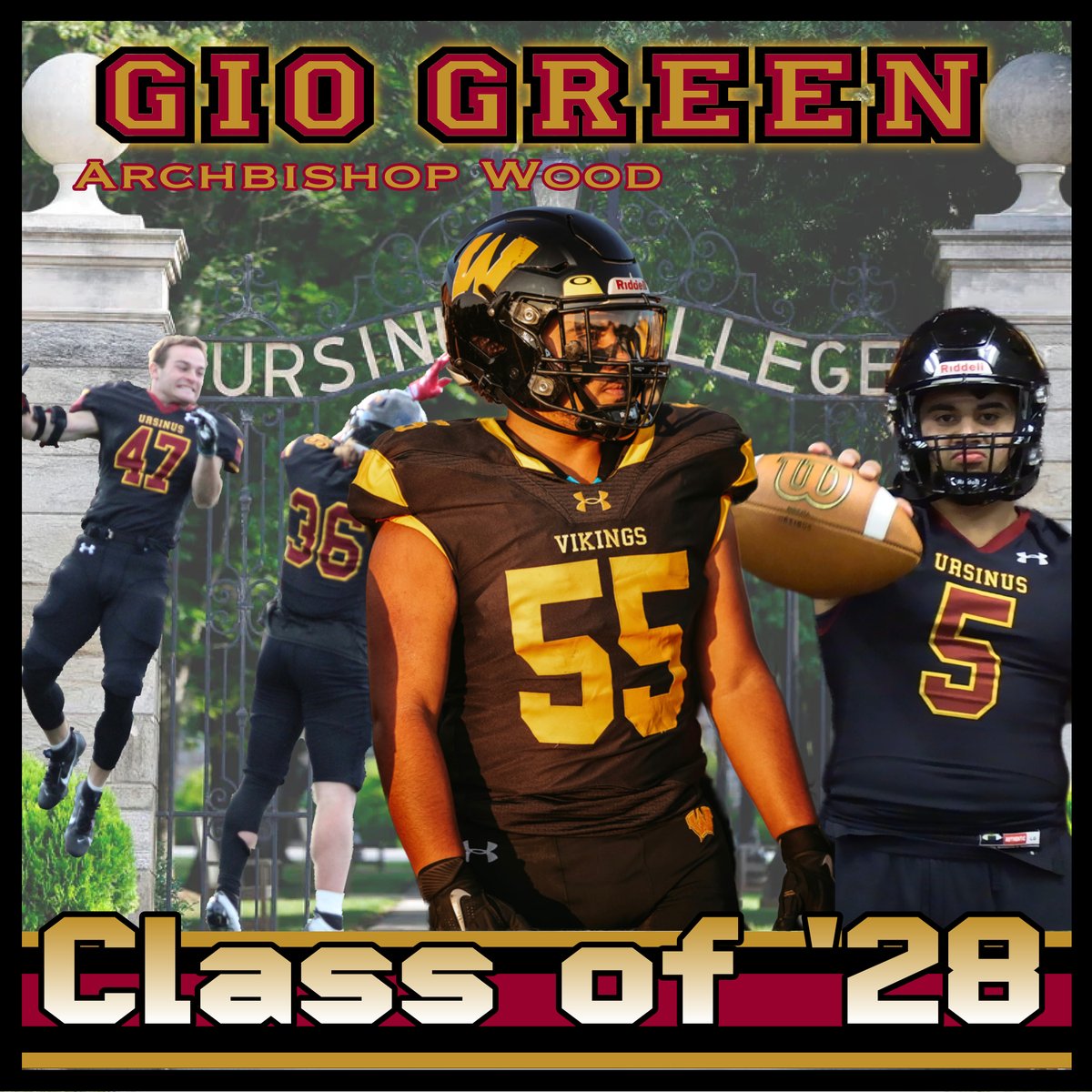 Welcome @gio_green55 of @WoodFootball to the Ursinus Football Class of 2028! #WelcomeToTheBearsDen #UCFB131 hudl.com/athlete/o/1906…