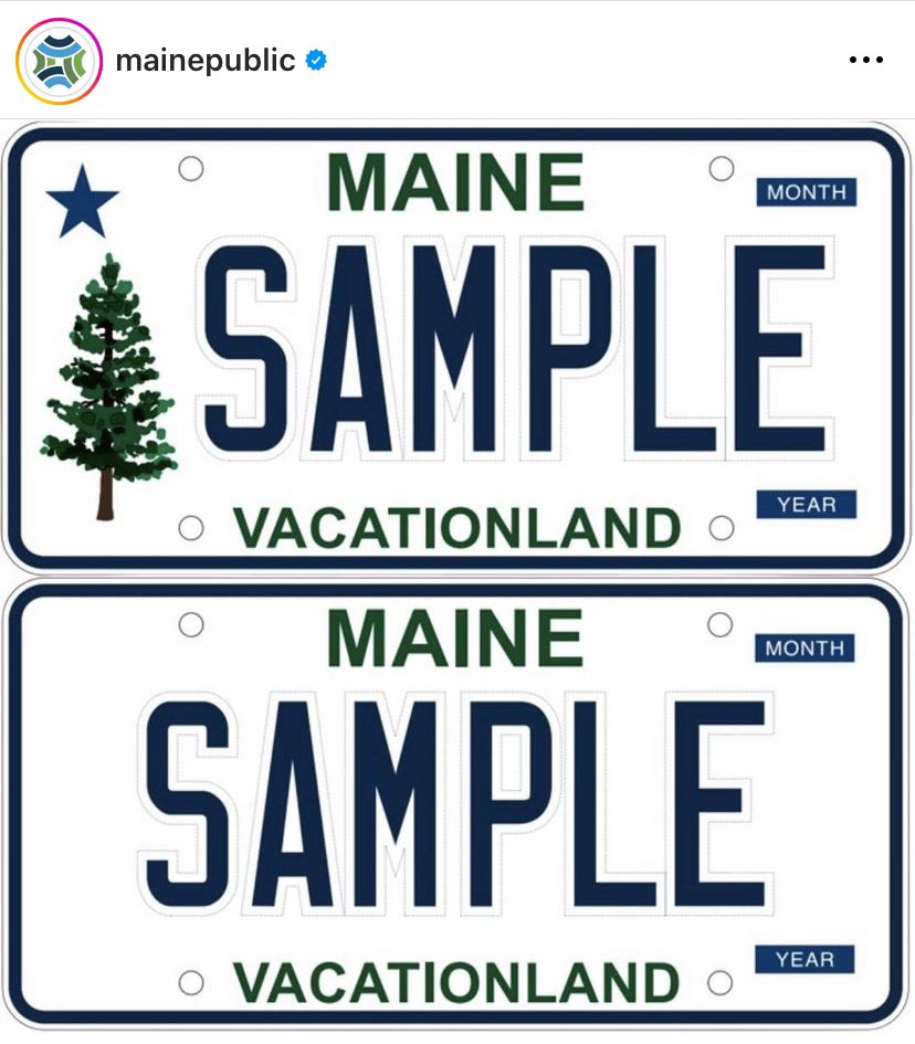 1901MaineFlag's tweet photo. State officials have revealed the new design to replaced the chickadee license plate! #1901MaineFlag https://t.co/zjKY6y8P88