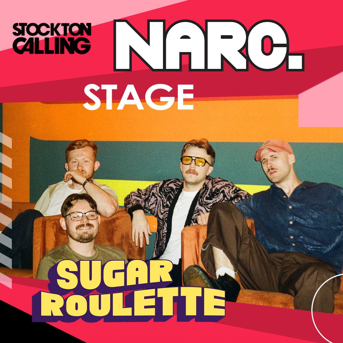 RECENTLY ANNOUNCED! 🍬 We’re buzzing to be playing on the @narc_magazine stage at @StocktonCalling on Saturday 30th March 😎 Secure your tickets - stocktoncalling.co.uk 🎟️